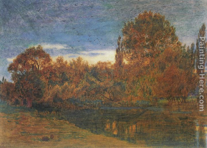 Sunset Through Woodland painting - Albert Goodwin Sunset Through Woodland art painting